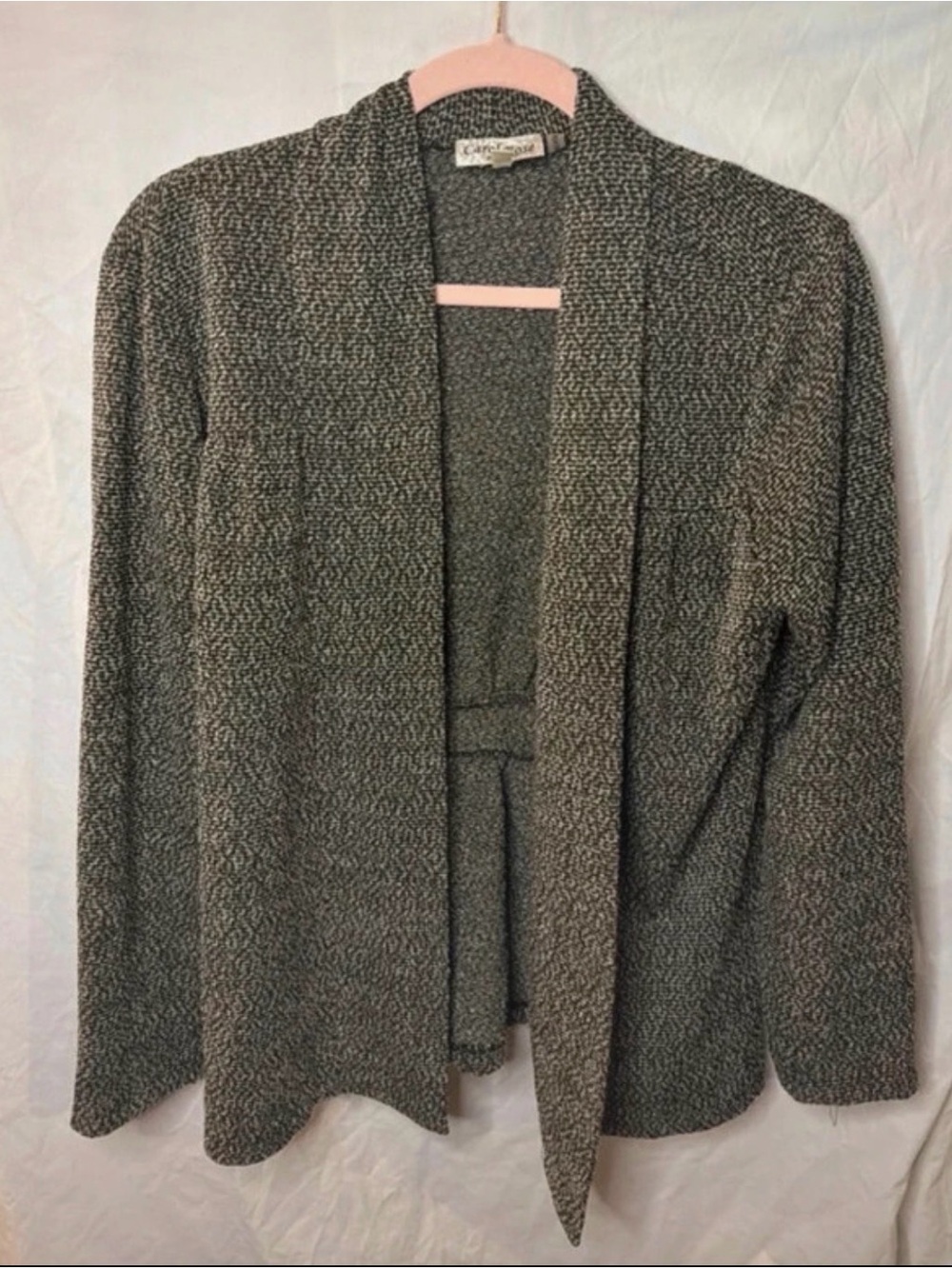 Petite Carol Rose Heathered Gray Open Front Cardigan - PXL